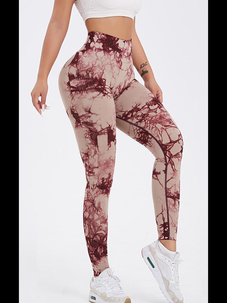 Quick-Drying Tie-Dyed Seamless Yoga Pants - Hip-Lifting & Elastic Fitness Trousers