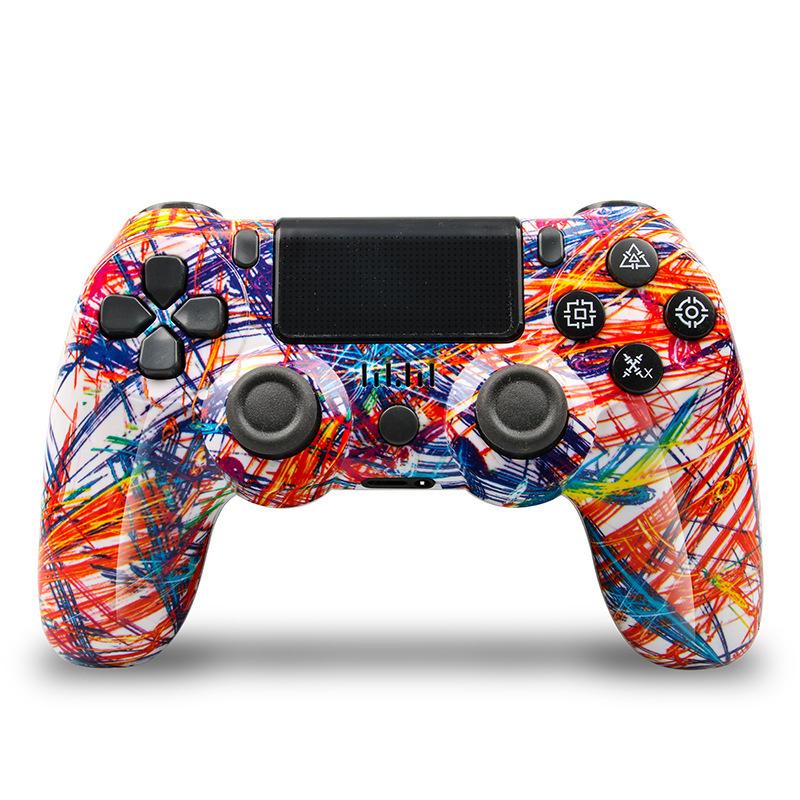 Wireless Bluetooth Controller For PS4 Six-axis Sensing Gamepad With Dual Vibration 3.5mm Jack LED Light Strip