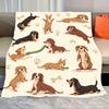 1pc Flannel Blanket Cute Dachshund Print Soft Cozy Blanket for Pet Lovers Home Decor