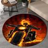 1PC Rider On Fire Round Rug, Non-slip Chair Mat, Home Decor, Circle Carpet Perfect for Office, Bedroom, Living Room,Christmas gift