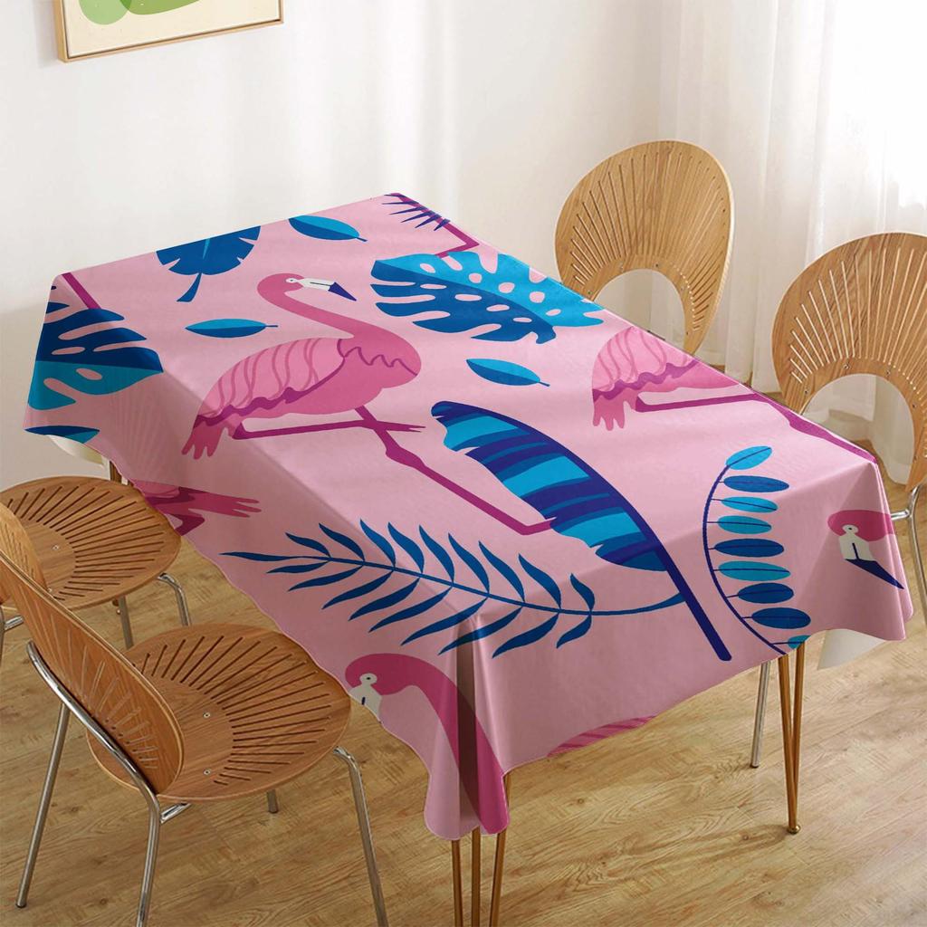 Tropical Flamingo Rectangular Polyester Tablecloth for Dining and Coffee Tables