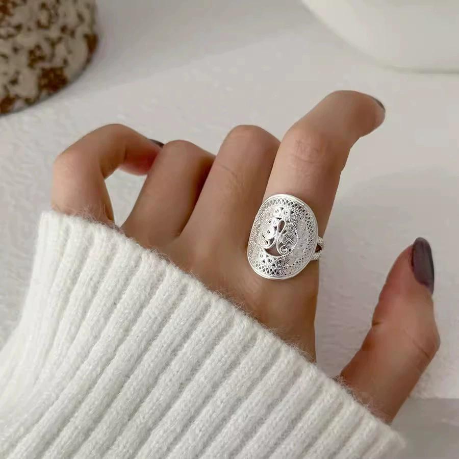 Delicate Openwork Texture Cuff Finger Rings For Women Girl Fashion New Jewelry Bosom Friend Gift Party anillos mujer