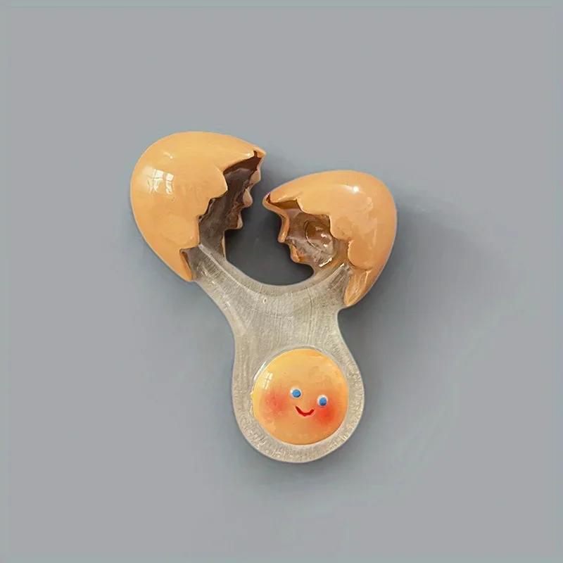 

Набор из 1 штуки милых магнитов на холодильник в виде улыбающегося цыпленка и разбитой яичной скорлупы, круглый пластиковый кухонный декор, забавные мультяшные магниты на холодильник в виде яйца