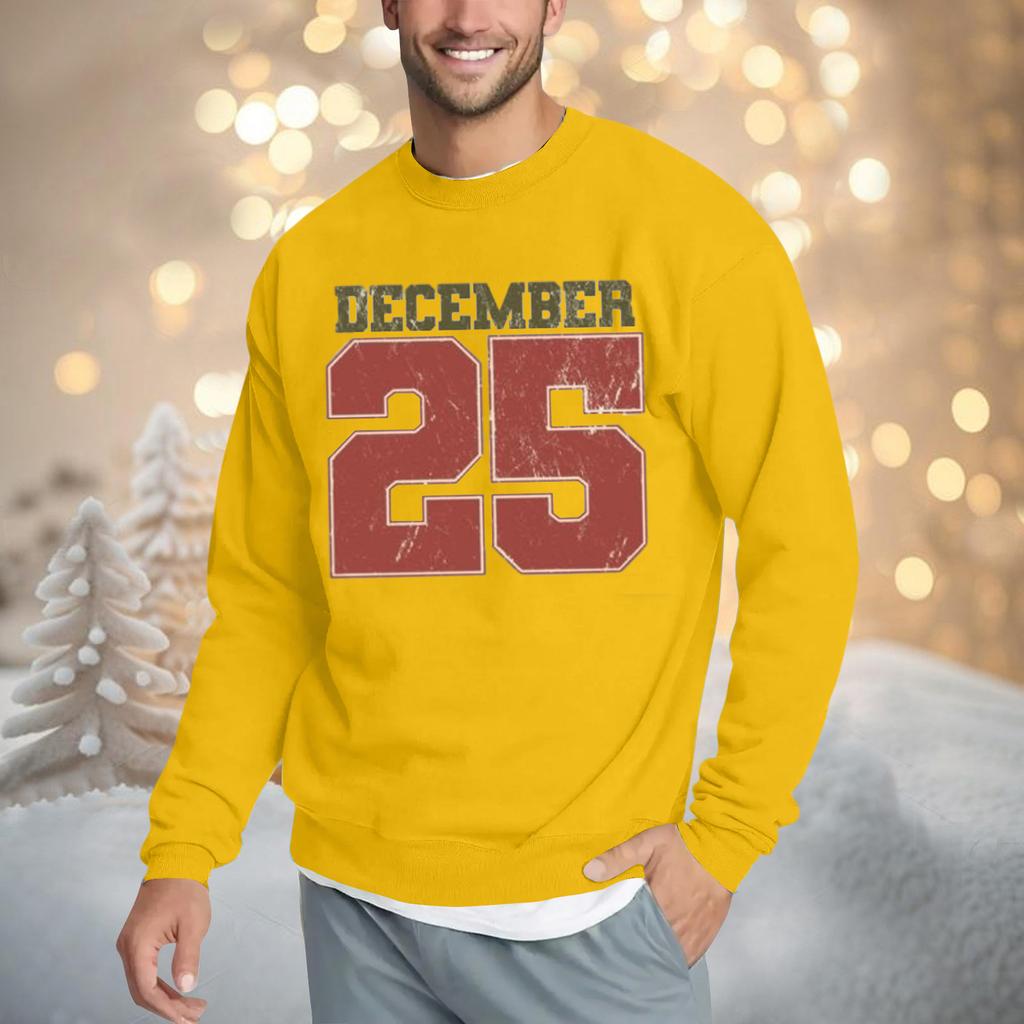 Christmas Print Loose Fit Round Neck Sweatshirt For Men