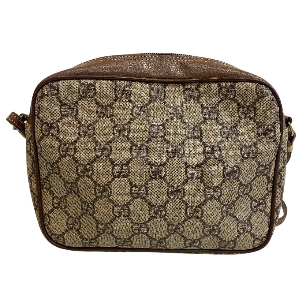 GUCCI 6423 Vintage Old Gucci Pochette GG pattern PVC Shoulder Bag Brown PVC Used