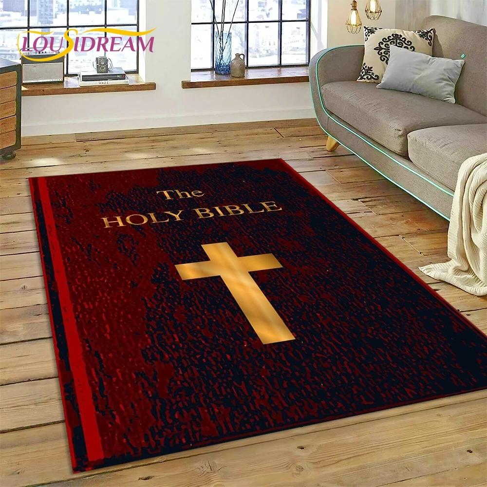 New 3D Pray Holy Bible Cross Jesus Carpet for Living Room Bedroom Home Decor,Floor Mat Non-slip Decoration for Sofa Doormat Gift