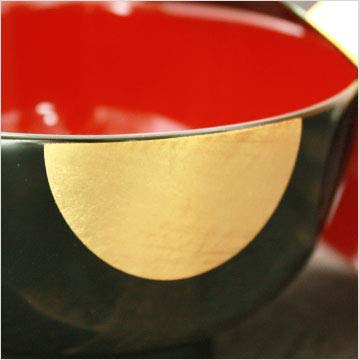 Karin zoni bowl with black with red Echizen made in single item Honpo, lid, Yorokobi, interior, lacquerware, Japan,