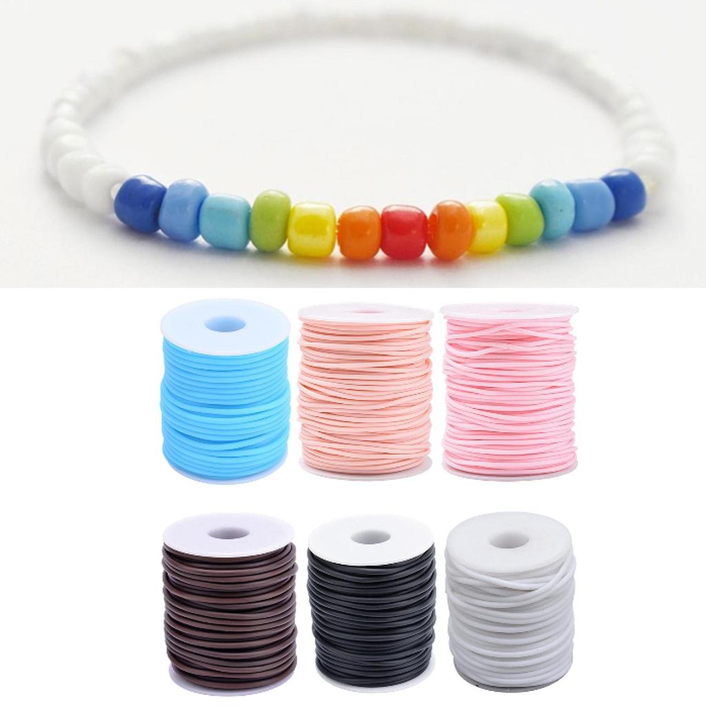 3 Rolls of 2mm Rubber Knitting Cords with 1mm Hole for Crafting And DIY Projects