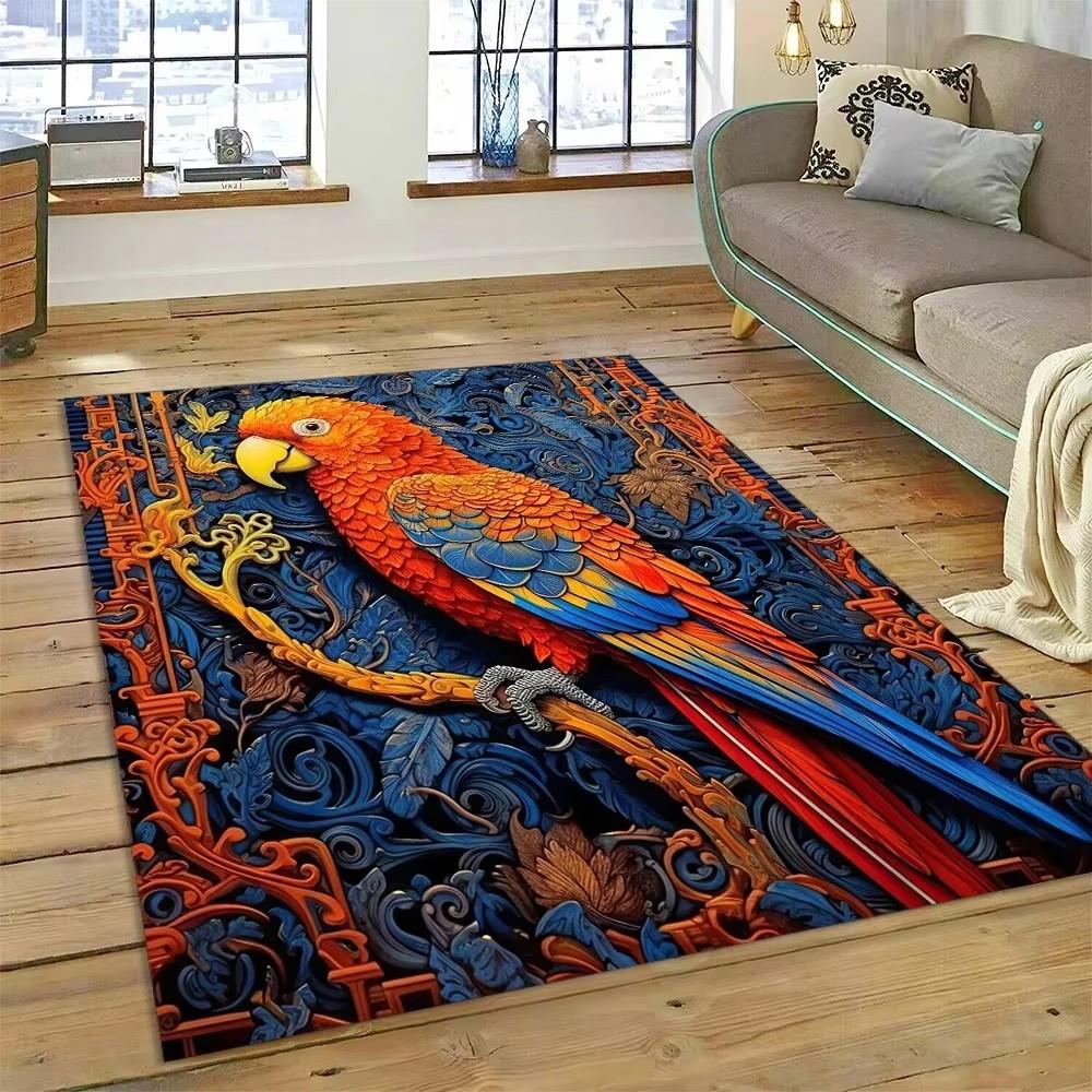 Cute Dream Bird Parrot Peacock Carpet Living Room Bathroom Decor Rug Mechanical Washable Mat Non-slip Floor Mat Entrance Doormat