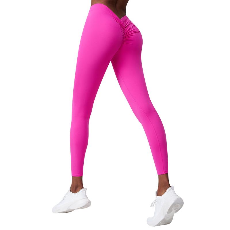 Huaton Butt-Lifting Yoga Pants - No Lines, No Roll, V-Waist Slimming Design for Running & Fitness