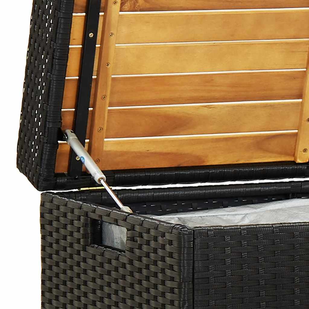 Storage Bench with 120 cm Poly Rattan in Black