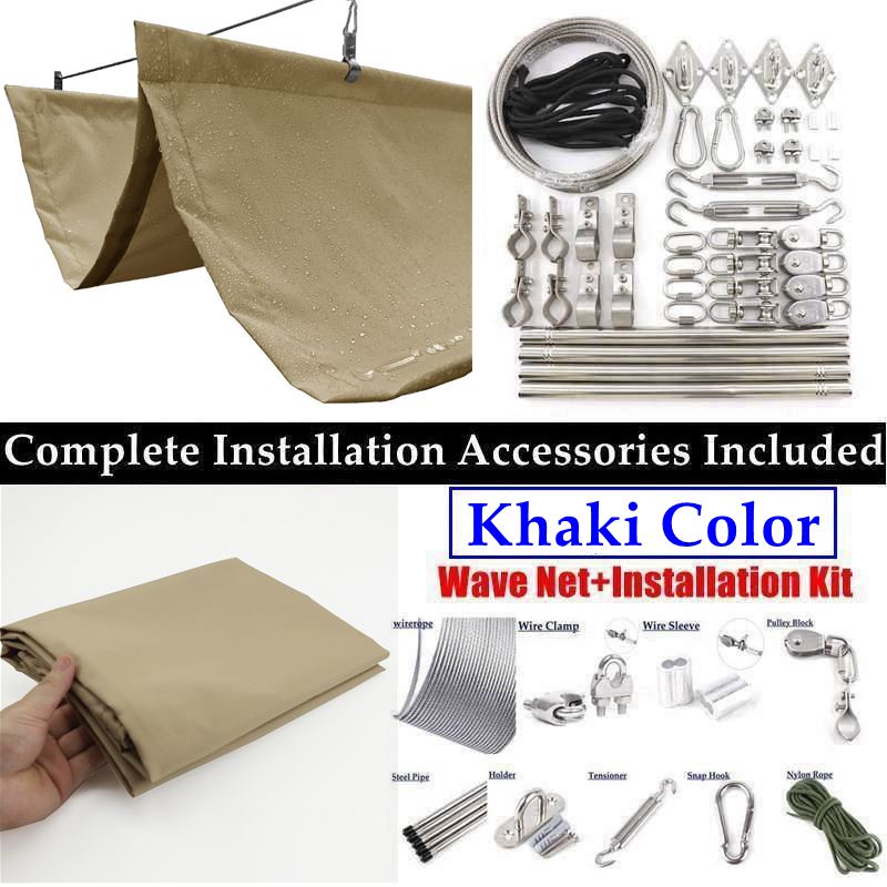 Width 0.8m~2m Rainproof Wave Telescopic Shade Sail Outdoor Polyester Anti-UV Pergola Awning Gazbo Patio Retractable Sunshade Net