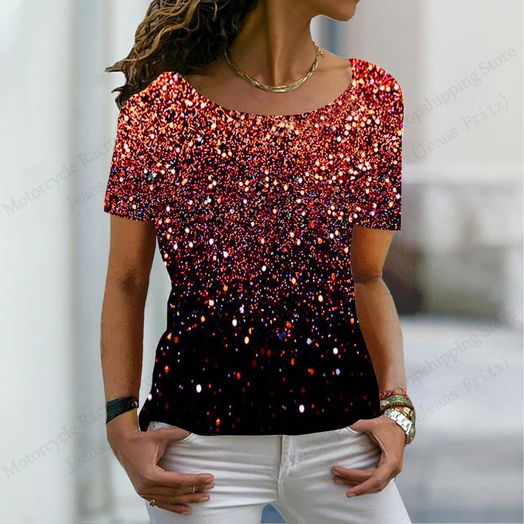 New Vintage Blue Pattern 3d Print Ethnic T-shirt Women Fashion O-Neck Short Sleeve Oversized Casual Tops Tees Female Clothes Y2K