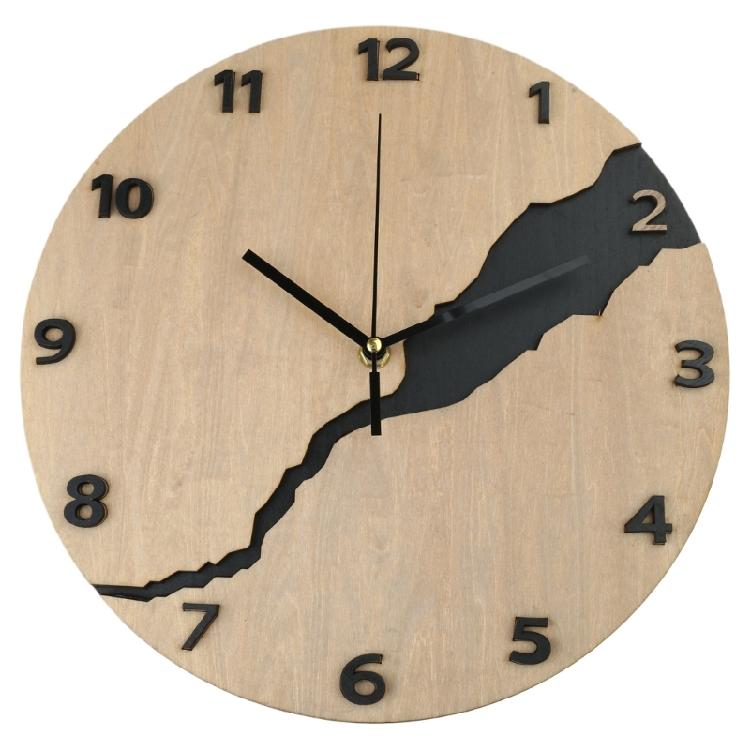 Moderne Wanduhr mit Rissmuster ohne Ticken Holz 30cm Hängeuhren für Büro Wohnzimmer Küche Schule