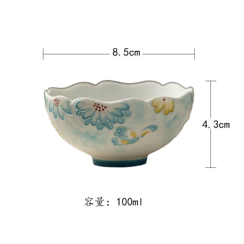 

Blue Hand-painted Floral Teacup Luxury Tea Bowl Single Cups Tea-tasting Smelling Cup Chazhan Master Cups Tea Services Collection As Your Choose