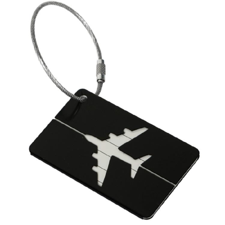 

Aluminum Suitcase Label Baggage Identifier Backpack Tags and Metal Loop чорний