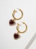 Retro Ruby and Diamond Heart Jewelry Set: Earrings, Ring, Necklace