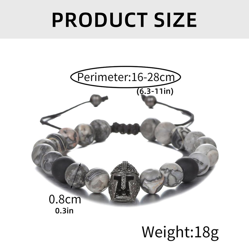 Roman Knight Helmet Beaded Bracelet with Lava Stones Unisex Fashion Accessory Zircon Texture Suitable for Any Occasion