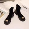 French Thick Heel Short Boots Women's 2025 New Autumn and Winter High-end Thin Bare Boots Small Thick-soled Thick Velvet Martin Boots