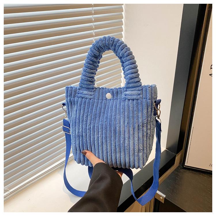 2024 Winter Corduroy Plush Crossbody Bucket Bag - Cute Furry Handbag