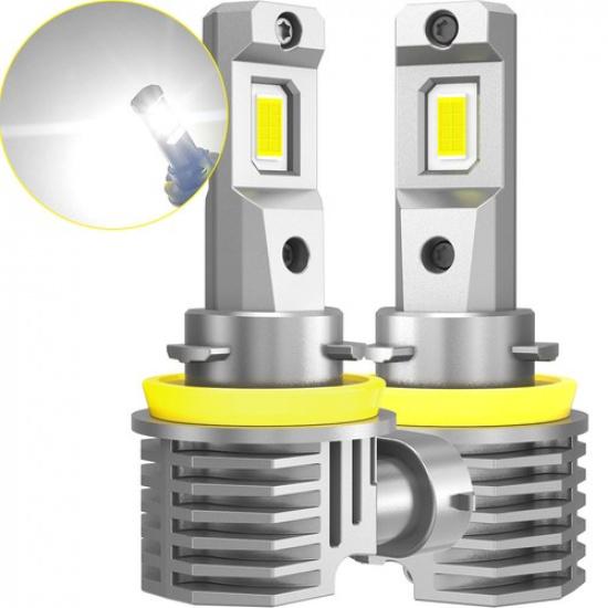AUXITO H11 H9 LED Beam Bulbs Headlight Low 6500K Bright Super White Fanless 2X