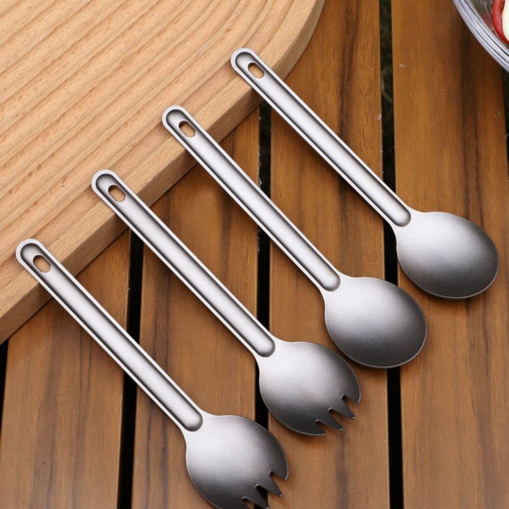 Long Handle Titanium Spoon Fork Portable Picnic Utensils Spoon Fork  Outdoor Travel Supplies