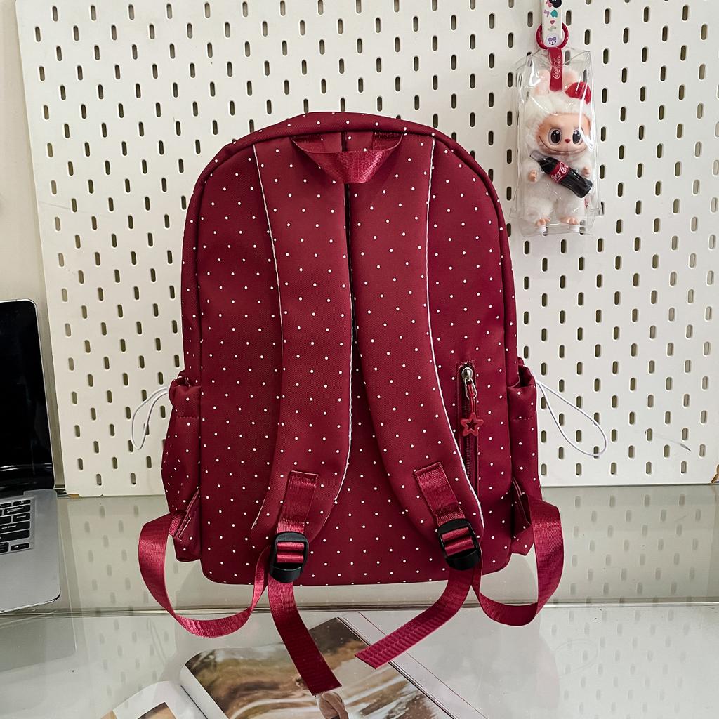 Schoolbag Niche Original Piano Keys Polka Dot Backpack Female Student Schoolbag Large Capacity Versatile College Style Simple Travel Backpack