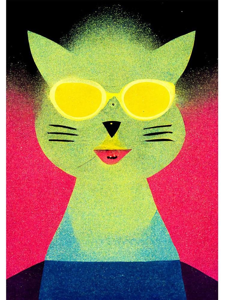 Retro Alien Cat Space Adventure UFO Poster Canvas Painting Abstract Animal Wall Art Picture For Living Room Home Decoration