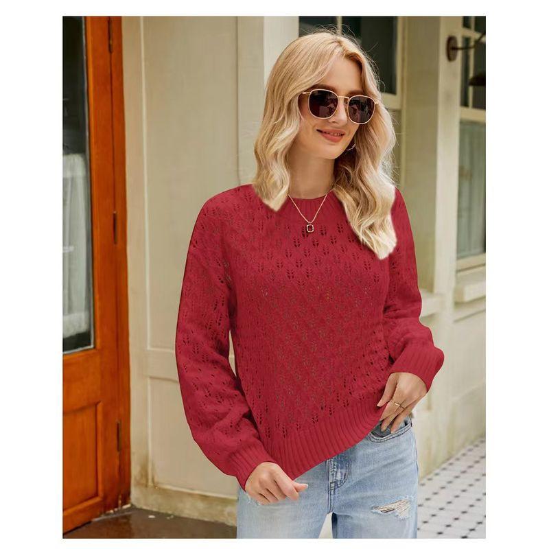 

Модный свободный пуловер с круглым вырезом, однотонный, вязаный свитер, свободный вязаный свитер с круглым вырезом Burgundy M