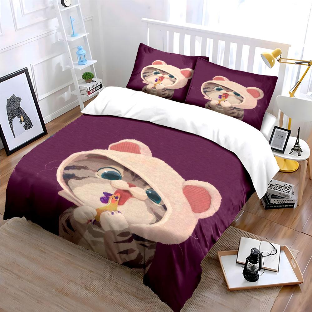 Cute Animal-Themed Decorative Set Soft Comfortable Duvet Cover Bedding Set Included 1*Duvet Cover & 2*Pillowcases, Gift
