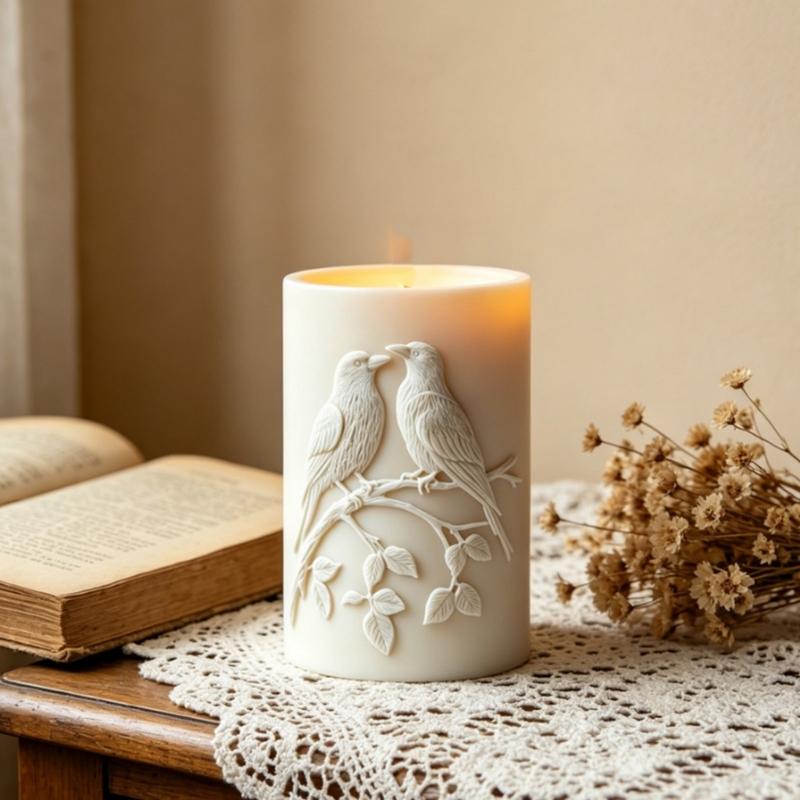 Bird Carving Silicone Molds Cylindrical Silicone Candle Molds For Handmade Candle And Soap Chocolate Making Epoxy Resin