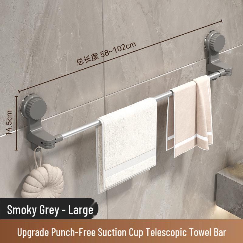 Non-Drill Suction Cup Towel Rack: Extendable Bathroom Storage Shelf & Organizer