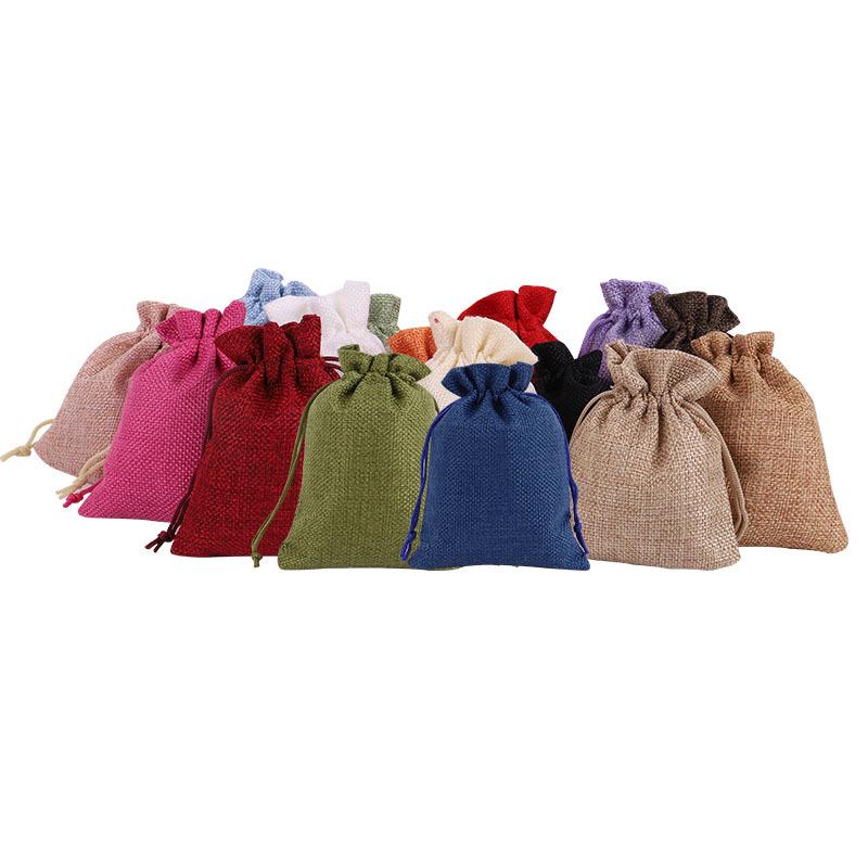 Drawstring Linen Jewelry Gift Bag - Composite Linen Storage Bag Available