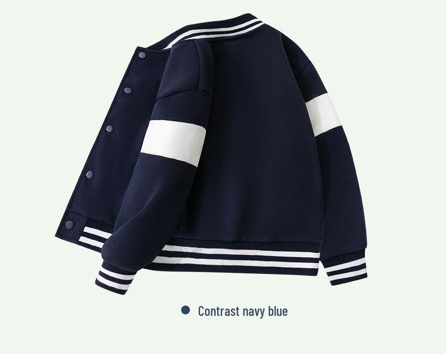 Kids' Color Block Baseball Jacket - Trendy Spring Long Sleeve Cardigan for Boys & Girls 2026.