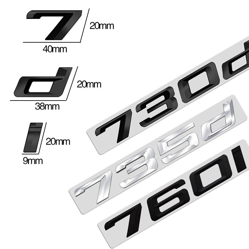 ABS Emblem Glossy Black Car Sticker Badge Decal Body Trunk Decor for BMW 728i 730i 735i 740 745i 750i 760i 730d 740d 750d 760d