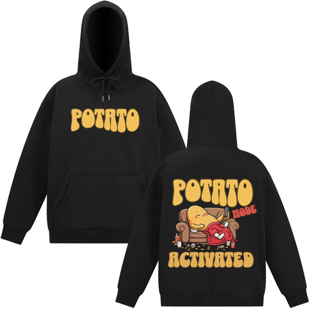 Lazy Potato Funny Couch Potato Graphic Hoodie Men Women Fashion Pullover Long-sleeved Thick Loose Casual Popular Sportswear S