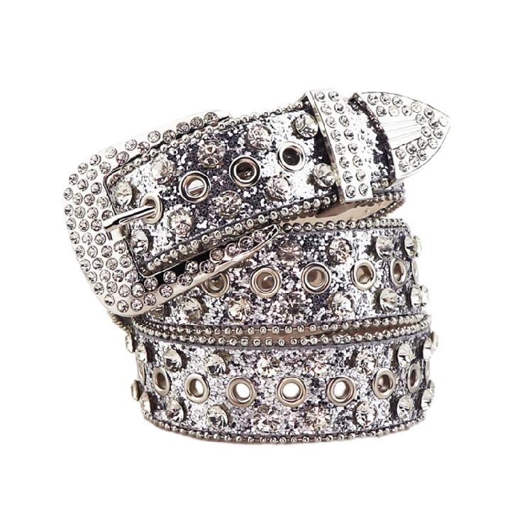 Girl Glittered Waist Belt Street Dance Jeans Belt Decorative Studded Belt