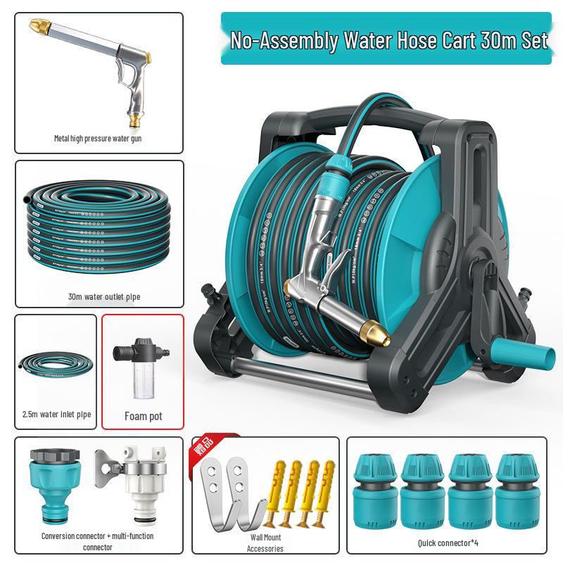 High-Pressure Water Hose with Automatic Storage Reel for Gardening and Car Washing