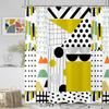 Extra Long Geometric Shower Curtain Mid Century Modern Shower Curtains For Bathroom Abstract Yellow Black White Waterproof