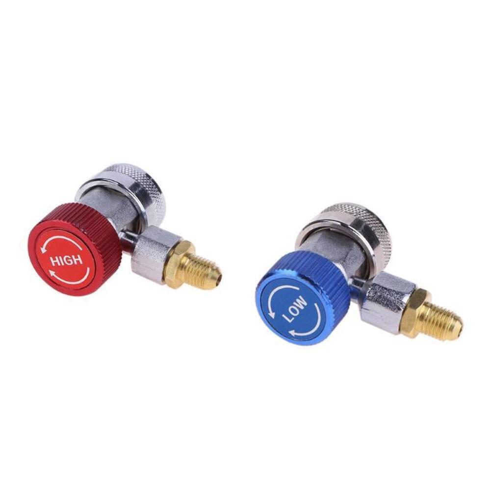 R134A Adapter Hose Set 2PCS for Automotive AC System Maintenance with High and Low Pressure Couplers for Recovery and Charging