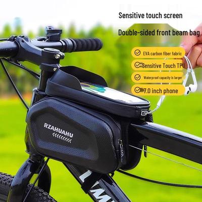 Borsa impermeabile rigida per manubrio anteriore della bicicletta con touch screen - Compatibile con cellulare, portaoggetti per tubo superiore della mountain bike per ciclismo.