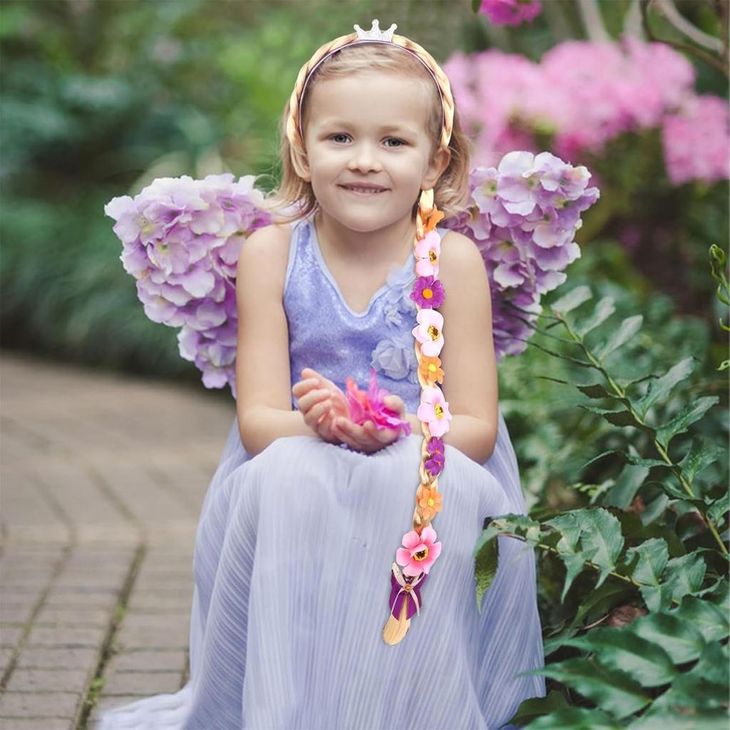 BOJIDO Rapunzel Stirnband Perücke, Prinzessinnen Haaraccessoire für Kinder, Geflochtenes Haarteil, Blondes Haar, Cosplay, Geburtstags-Requisite, Halloween, Weihnachten, Für Mädchen