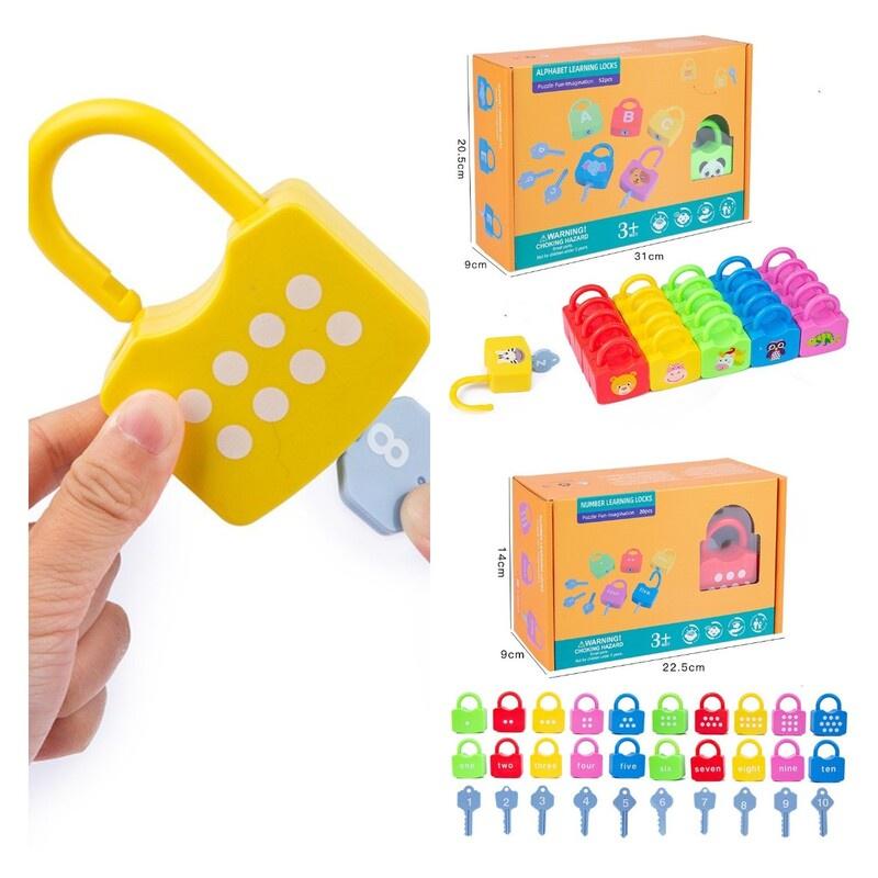 Kids Learning Lock Keys Alphabet Number Matching Early Education Toys