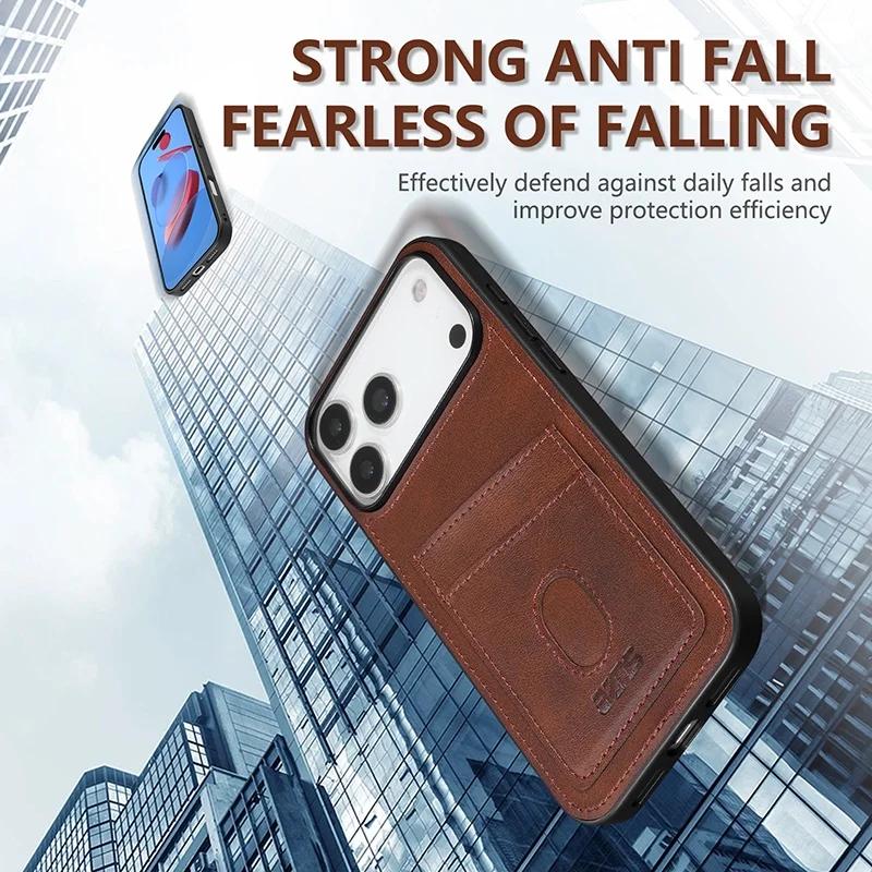 Luxury Phone Case Card Holder PU Leather Magnetic Pocket Cover For iPhone 17 16e Pro 15 14 13 12 11 Max 16Plus Soft Back Cover