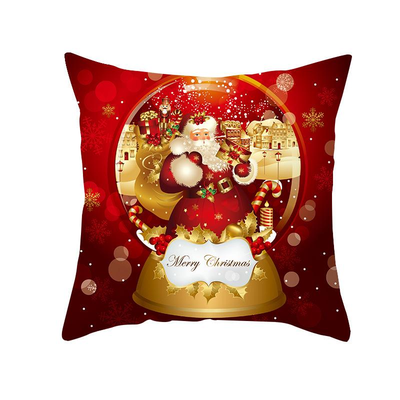 Christmas Pillow Cover Ultra Soft Short Plush Printed Home Fabric Sofa Cushion Cover Living Room Decoration Pillow Cover