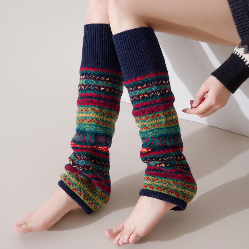 

Флуоресцентные камуфляжные богемные шерстяные гетры выше колена для женщин One Size