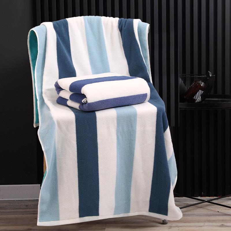 Luxury Yarn-Dyed Jacquard Cotton Bath Towel - Soft, Absorbent, Thick, and Large