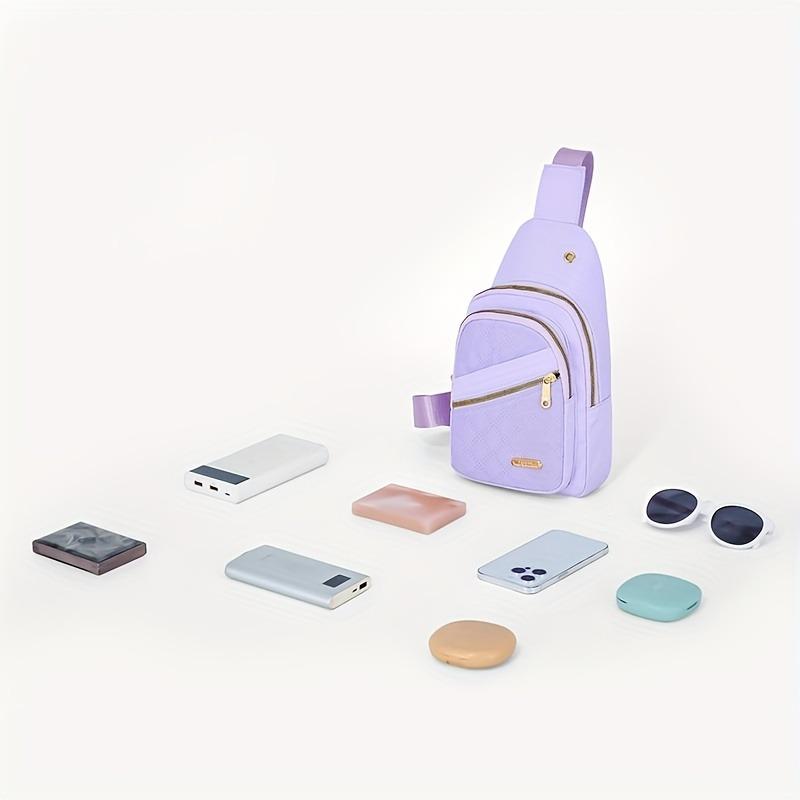 Bolso cruzado acolchado ligero para mujer con agujero para auriculares - Bolso compacto con correa ajustable y cierre de cremallera, Organizador de almacenamiento multicapa