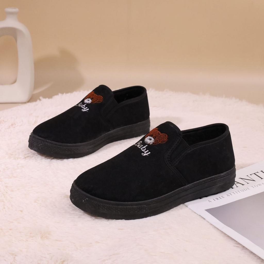 Autumn and winter warm plush women's cotton shoes bear thick sole casual comfortable non-slip one-pedal muffin sole women's cotton shoes
