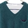 sacai luck Long sleeve Switching V-neck sweater Green knit Women Used